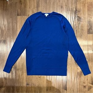 Sunspel Extra‑Fine Merino Crew Neck  Blue Sweater Men’s Size Medium